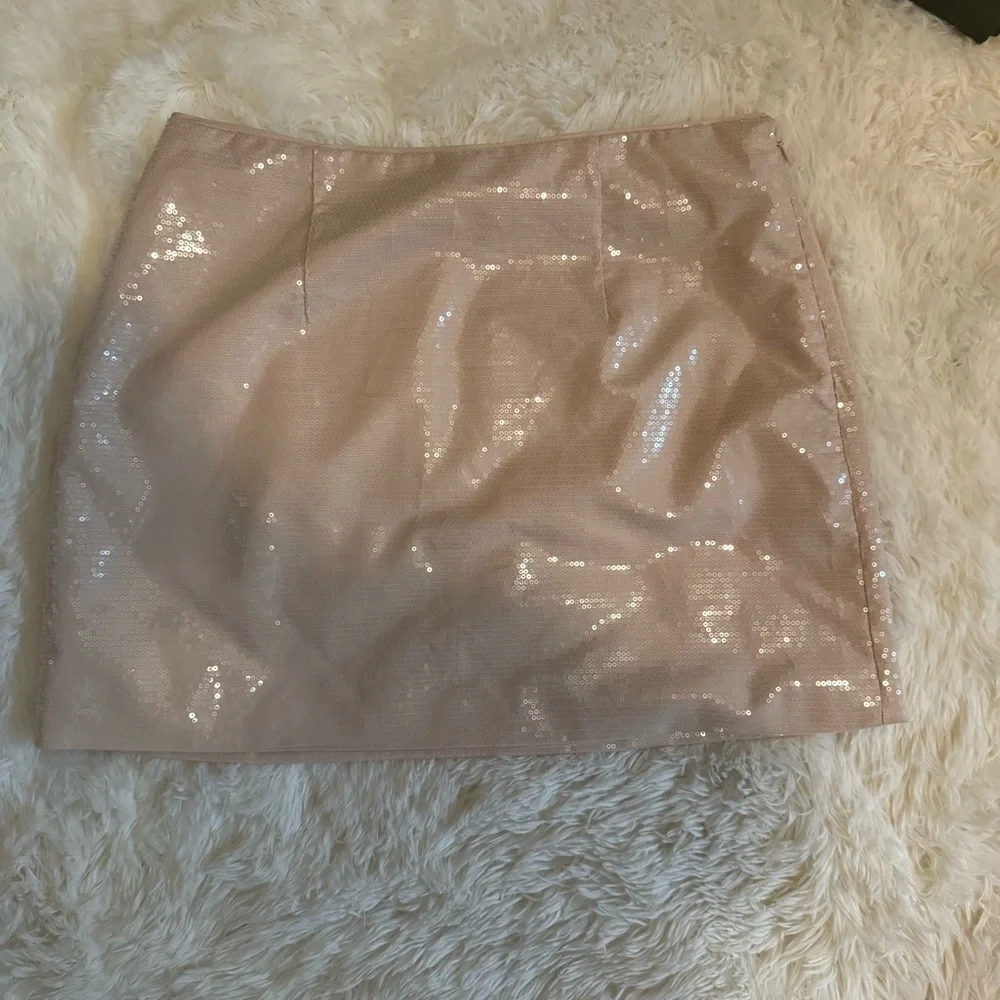 A New Day Sequin Beige Mini Skirt